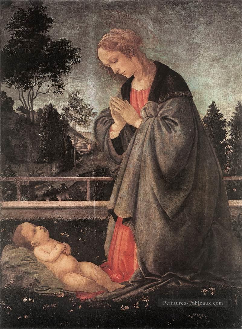 Adoration de l’Enfant 1483 Christianisme Filippino Lippi Peintures à l'huile